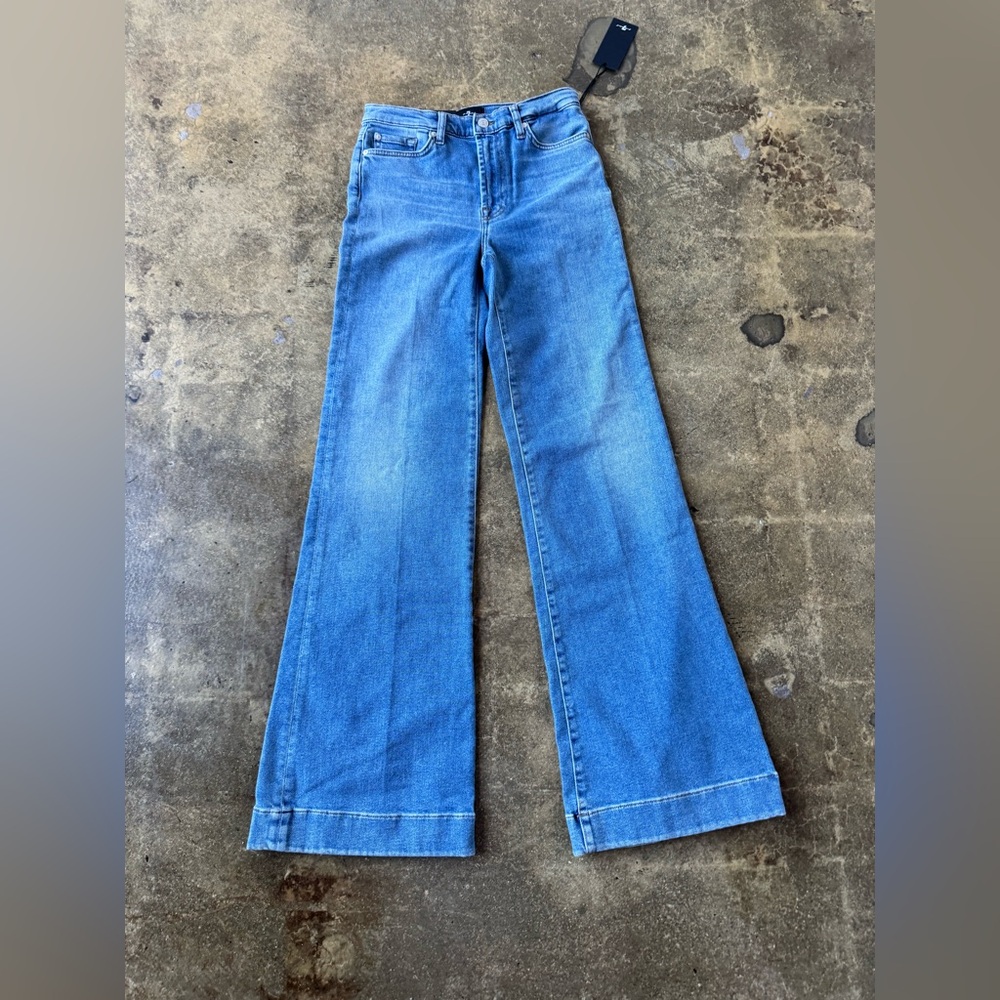 7 For All Mankind Wide-Leg Flare Jeans in Blue Denim